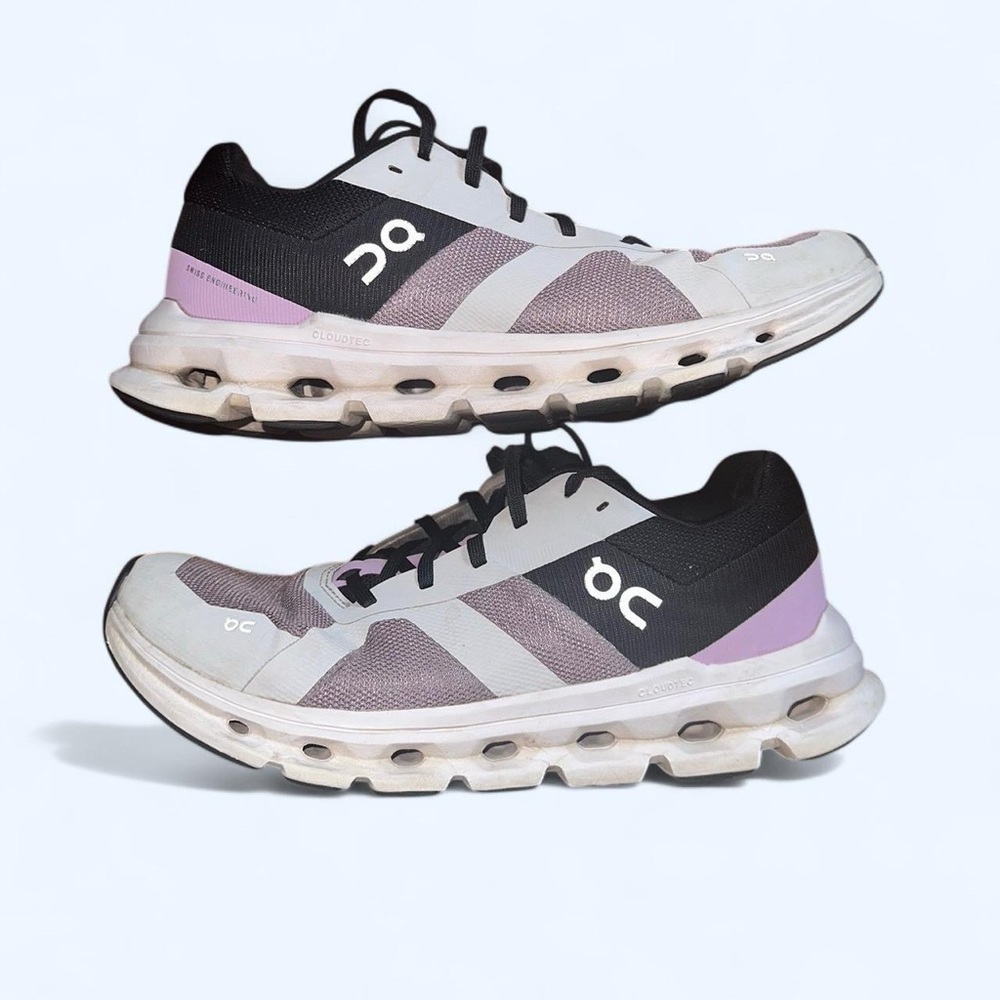 On Running Athletic Shoes Black and Purple CloudTec® Design
